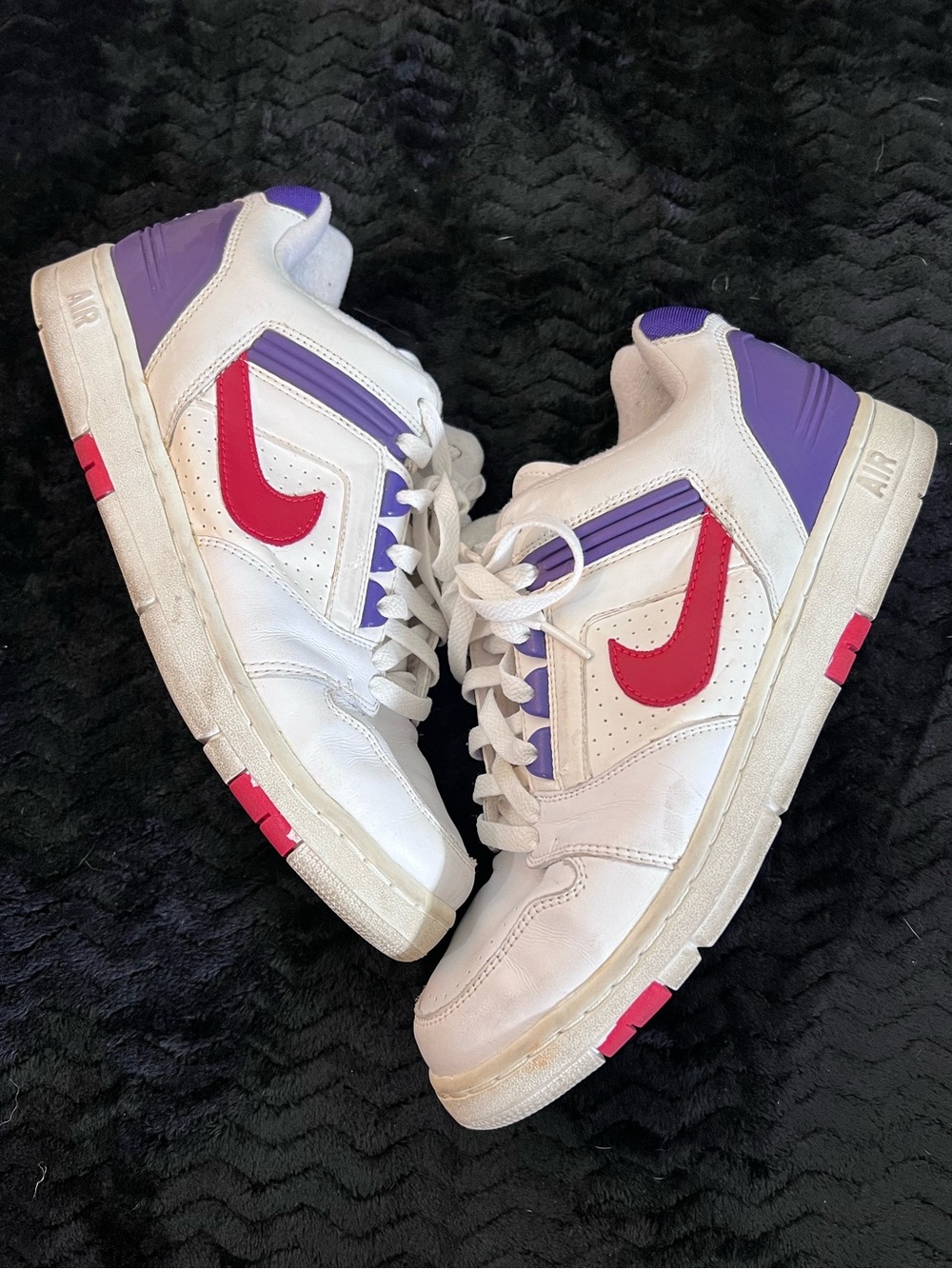 Nike Air Force 2 Sneakers with Red Swoosh and Purple Accents Size 9 - Picture 3 of 9